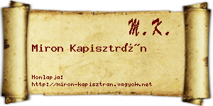 Miron Kapisztrán névjegykártya